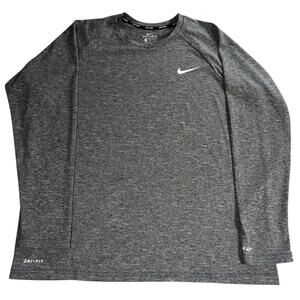 Nike Mens XL Gray Dri-Fit Long Sleeve Shirt Athletic Training Top